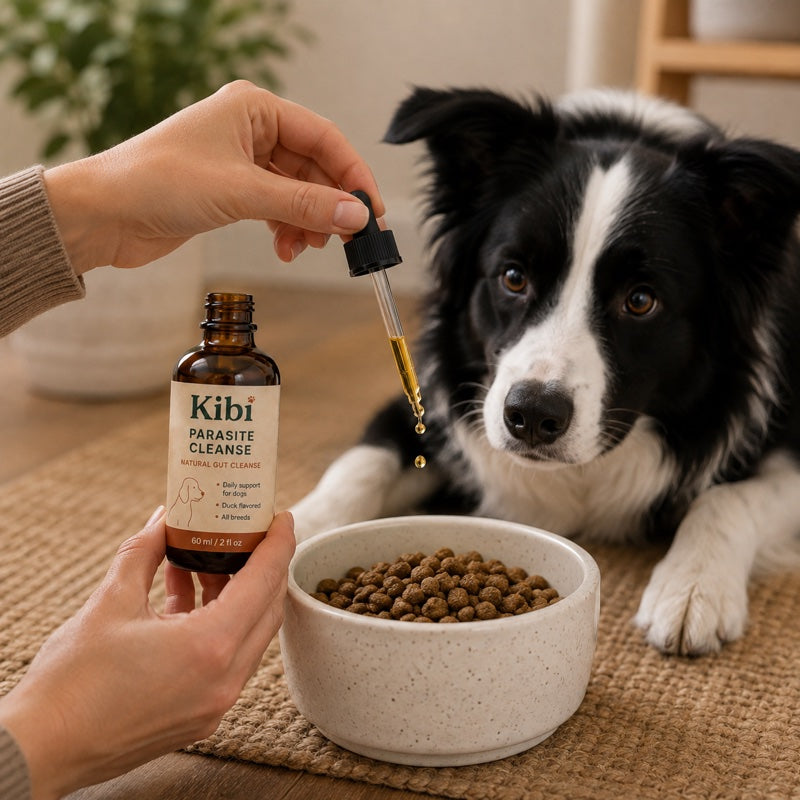 Add the drops to your dog's food