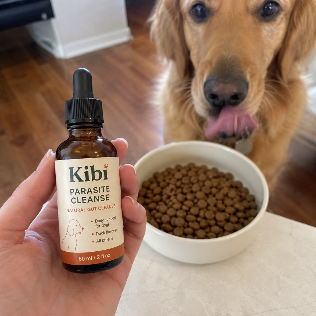 Kibi Parasite Cleanse Drops given to a dog